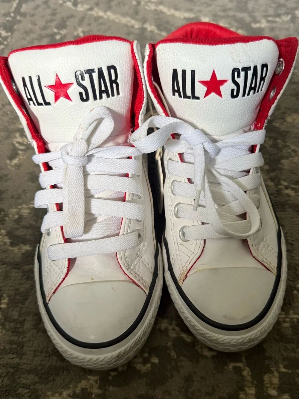 Converse Kids White and Red All Star High-Top Sneakers